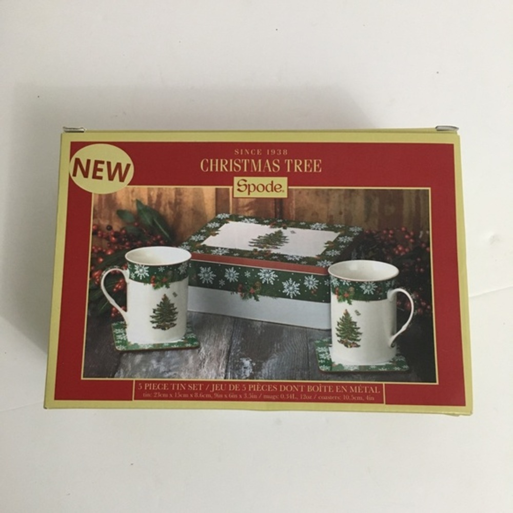 Spode Vtg Christmas 5 Pc Tin Set. New